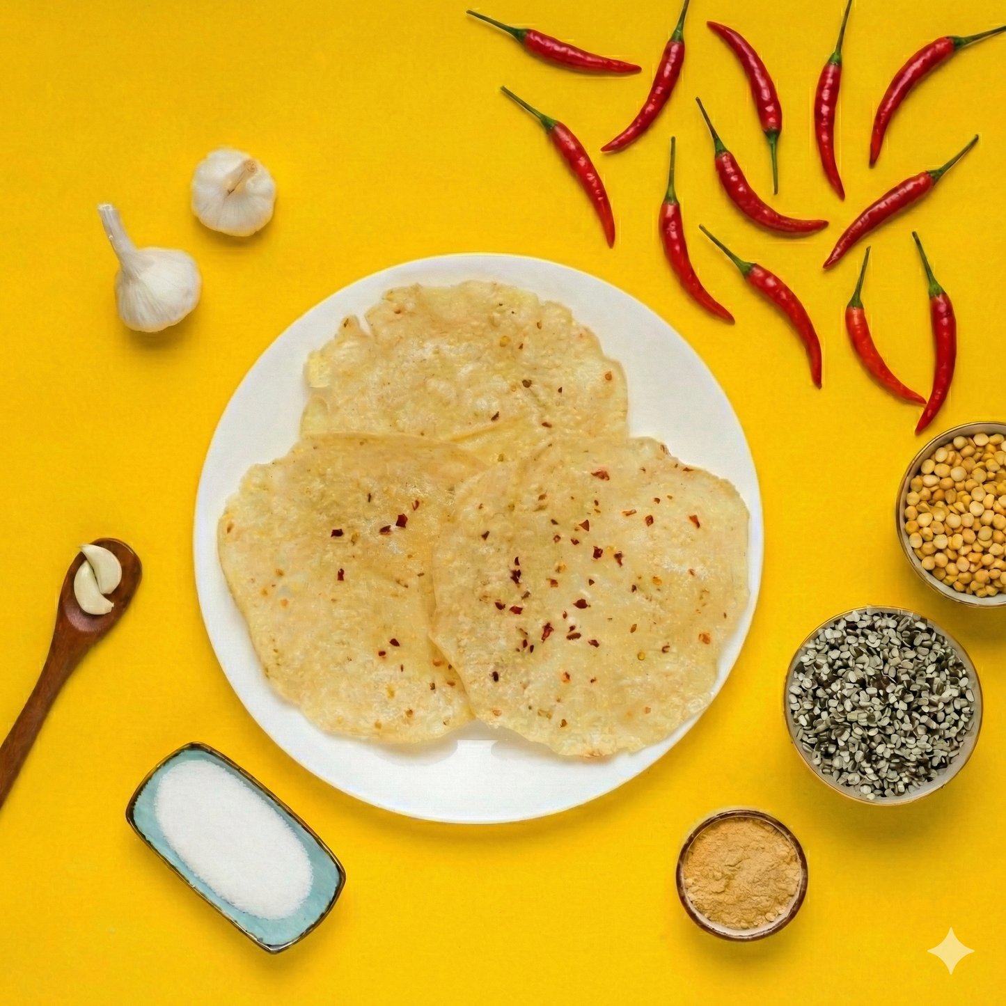 Chana Lasun Protein Papad ā Handcrafted Chana Dal Papad Infused with Garlic