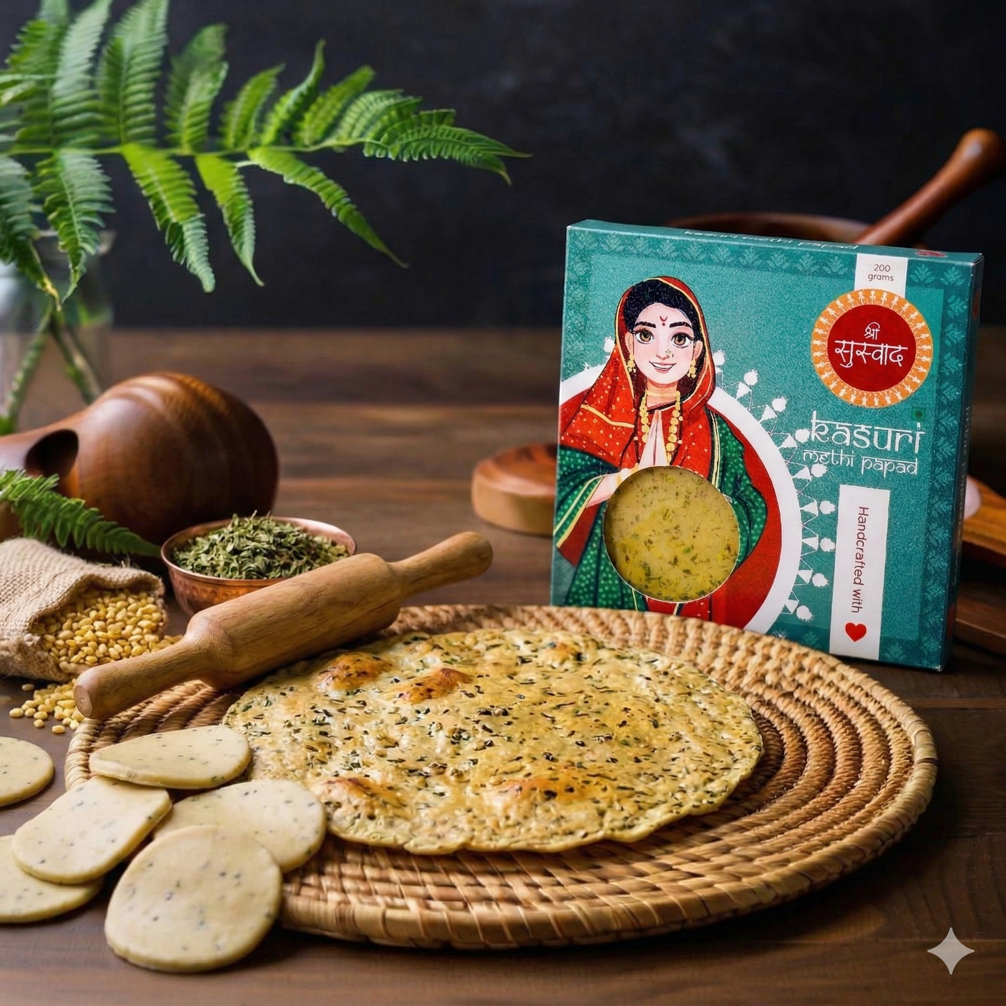 Kasuri Methi Protein Papad – Authentic Homemade Kasuri Methi Papad