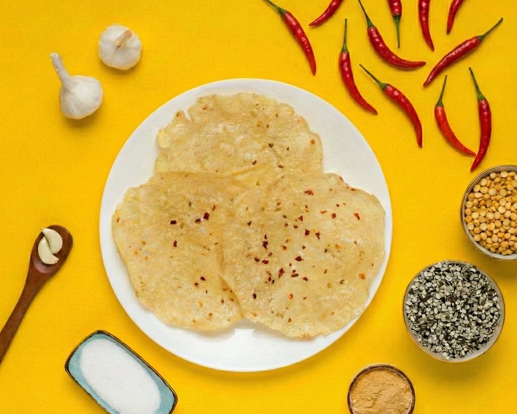 Chana Lasun Protein Papad – Handcrafted Chana Dal Papad Infused with Garlic