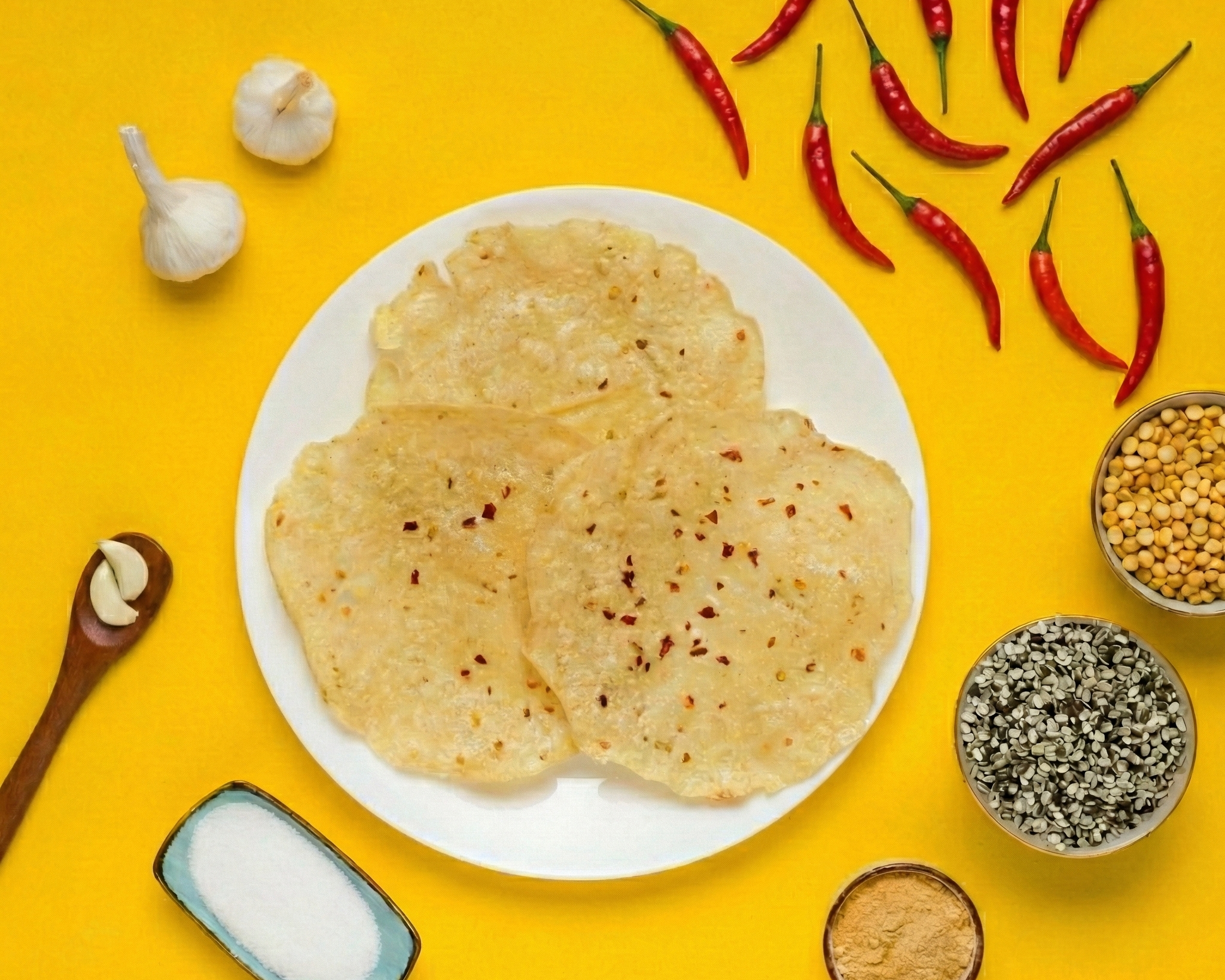 Chana Lasun Protein Papad – Handcrafted Chana Dal Papad Infused with Garlic