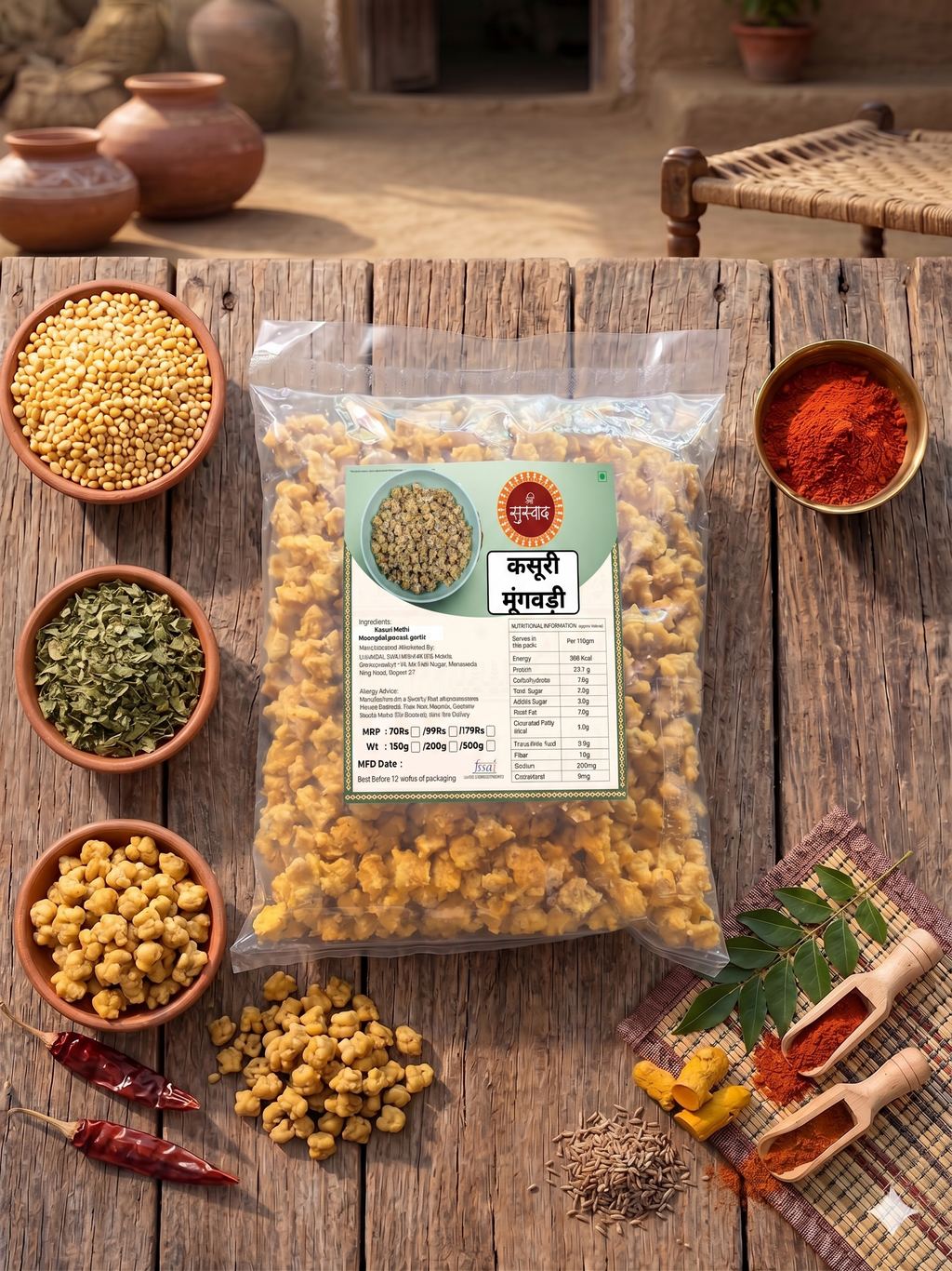 Kasuri Methi Protein Moongwadi – Authentic Homemade Methi Moong Dal Wadi(200Gm)