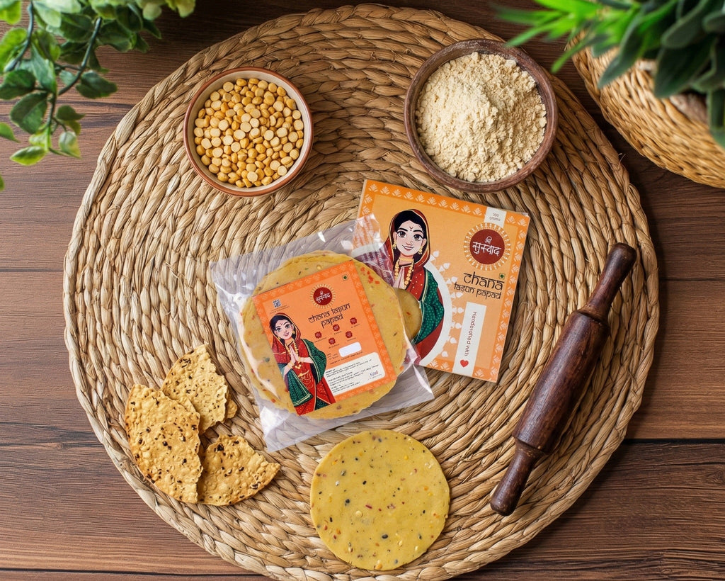 Chana Lasun Protein Papad – Handcrafted Chana Dal Papad Infused with Garlic