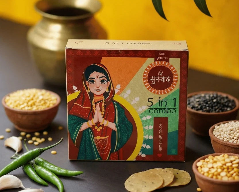 5 in 1 Combo Protein Papad(Punjabi Papad+Moong Papad+Garlic Papad+Chana Lasun Papad+Kasuri Methi Papad)